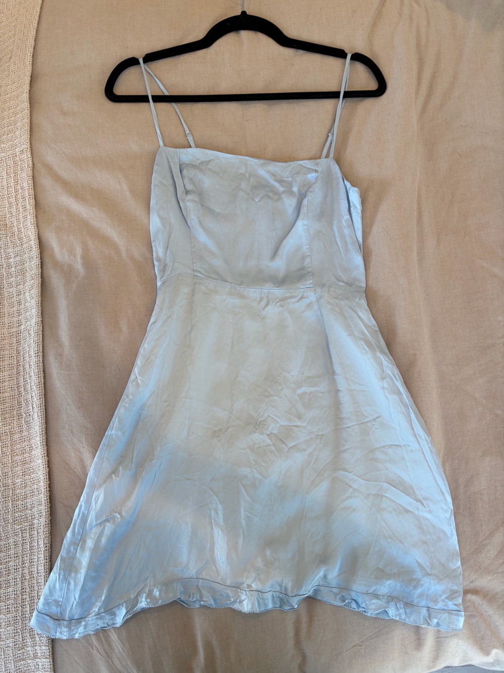 Aritzia Wilfred Blue Cupro Satin Midi Slip Dress Size 4